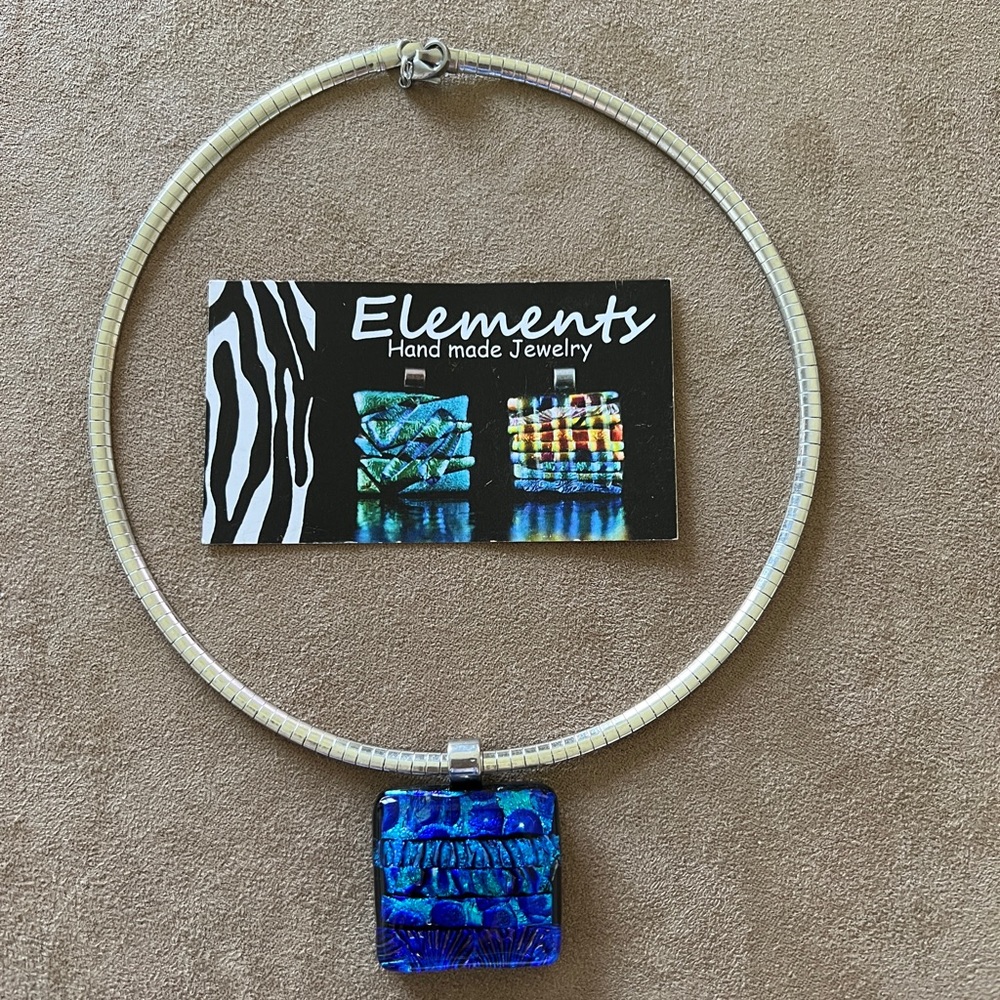 Blue necklace handmade on Bonaire